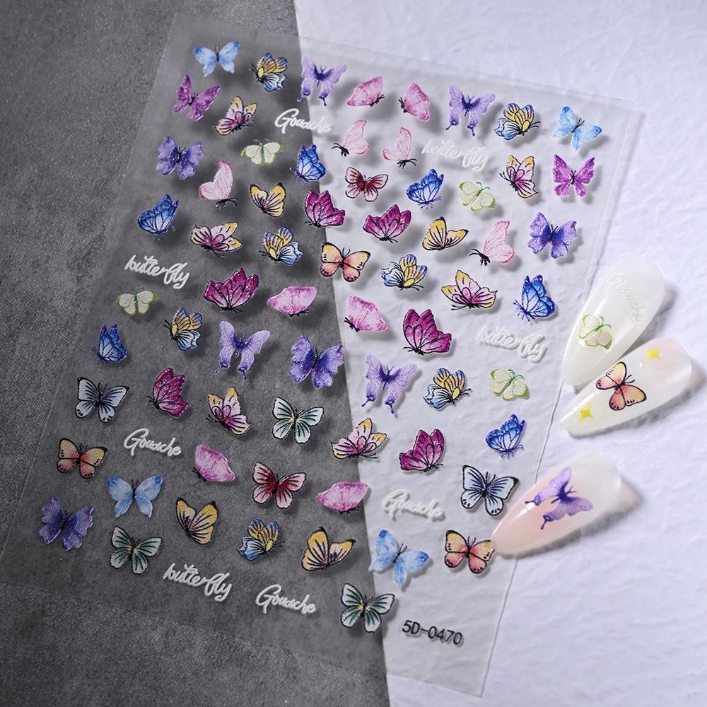 5D Hibiscus Flower Nail Embossed Sticker Lace Flower White Pink Petal Floral Self Adhesive Nail Art Slider DIY Elegant Romantic