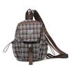 Vintage Plaid Backpack College Style Junior High School Student Schoolbag