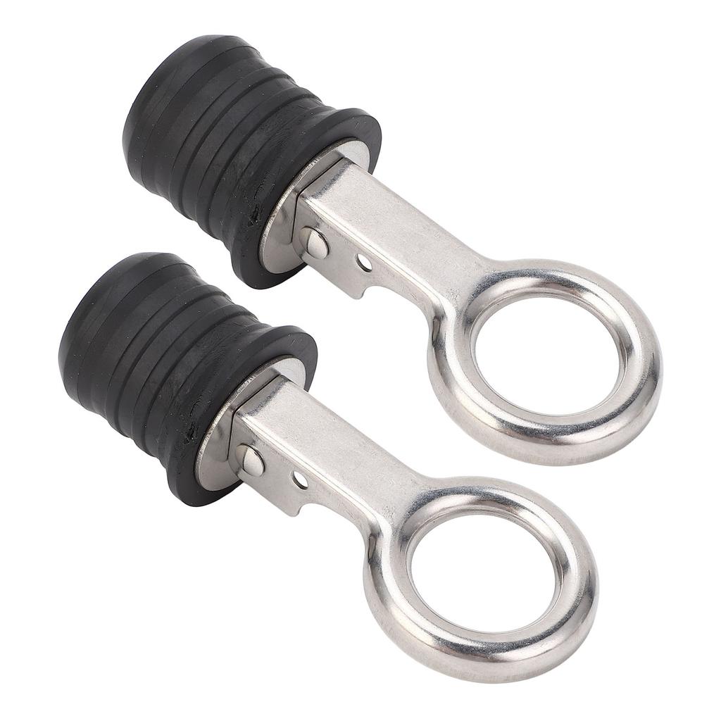2PCS Boat Plug Snap Handle Stainless Steel Boat Drain Twist Plug Marine Rubber Plug Accessories for Ships Yachts 1‑1 4