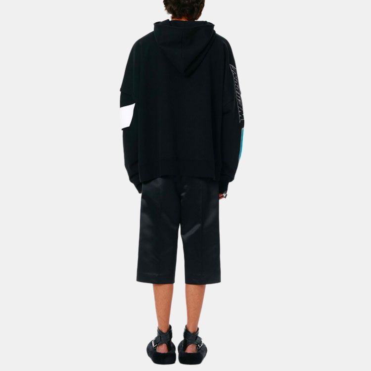 WE11DONE Ss22 Double Logo Color Block Pullover Sweatshirt Unisex Sweatshirt Black WD-TH1-22-568-U-BK
