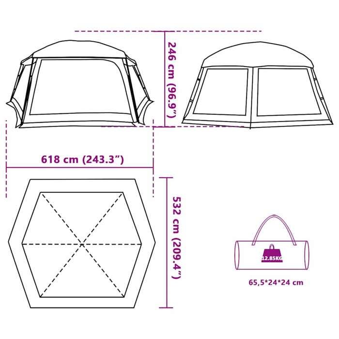 VidaXL Swimming Pool Tent Removable Roof Mesh Walls Grey 618x532 Cm, Grey Tent, Garden Tent, Garden Shelter, Tent, Shelter 4100630