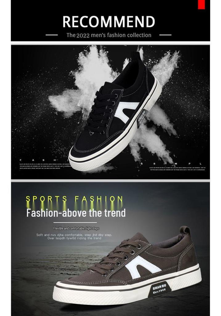Men's Spring Korean-Style Canvas Low-Top Sneakers: Versatile, Breathable, Fashionable Casual Board Shoes