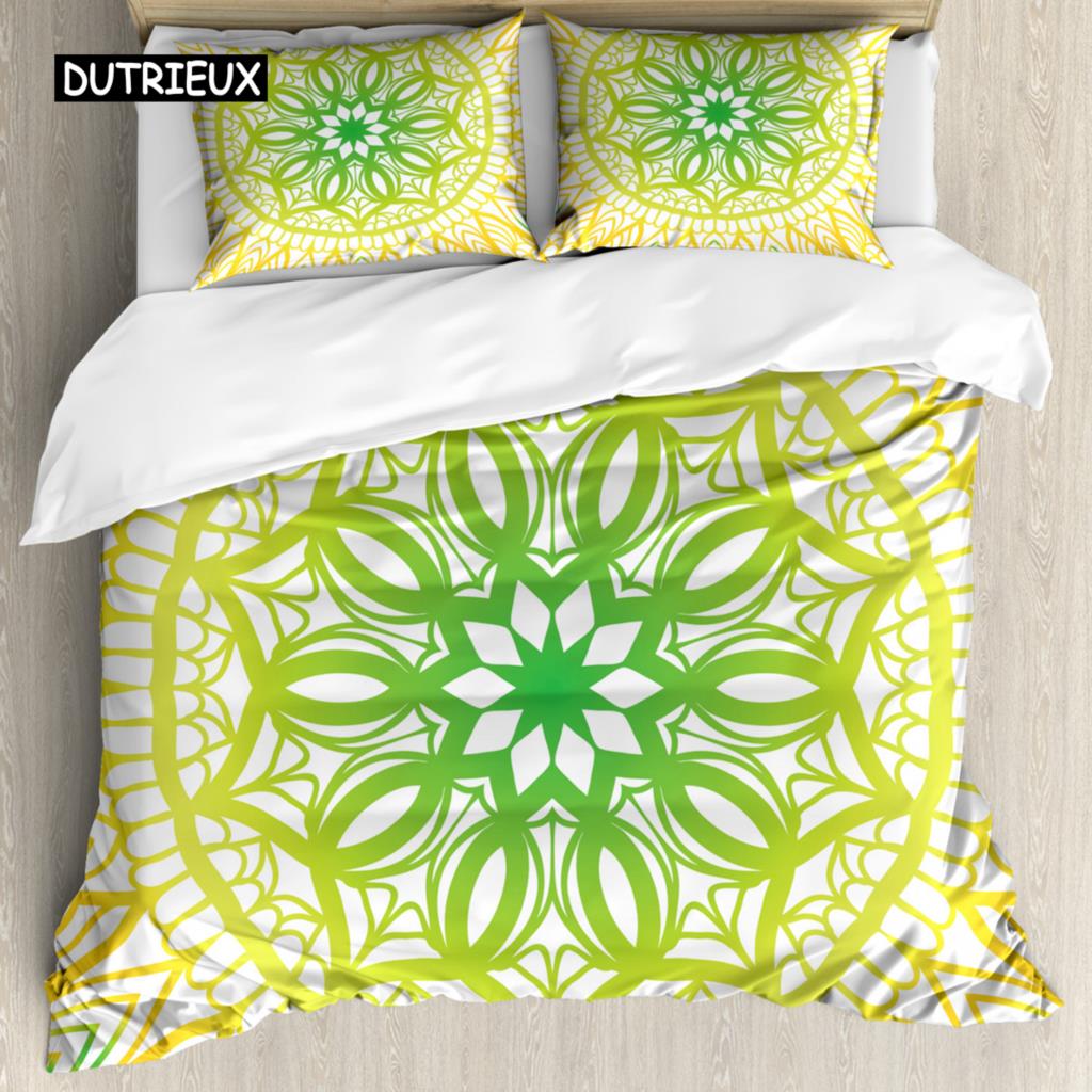 Bohemian 2/3pcs Boho Mandala Bedding Set Twin Queen King Size Comforter Duvet Quilt Cover and Pillowcase Soft Bedclothes
