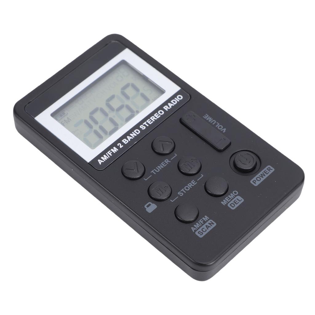 Personal AM FM Pocket Radio Portable Digital Tuning Radio with 500mAh Rechargeable Battery Earphone Lock Screen for