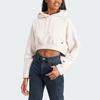Adidas The Safe Place Crop Hoodie Solid Color Logo Long Sleeve Hooded Sweatshirt Women Hoodies Beige IT1529