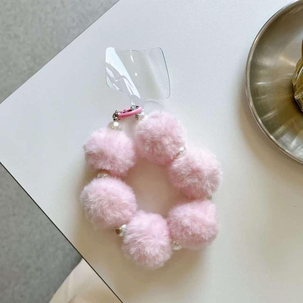 Plush Pompon Mobile Phone Charm & Bracelet Chain for Autumn/Winter