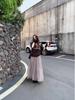 In-Stock Korean Style Retro Grey-Pink Multi-Layer Gauze Skirt