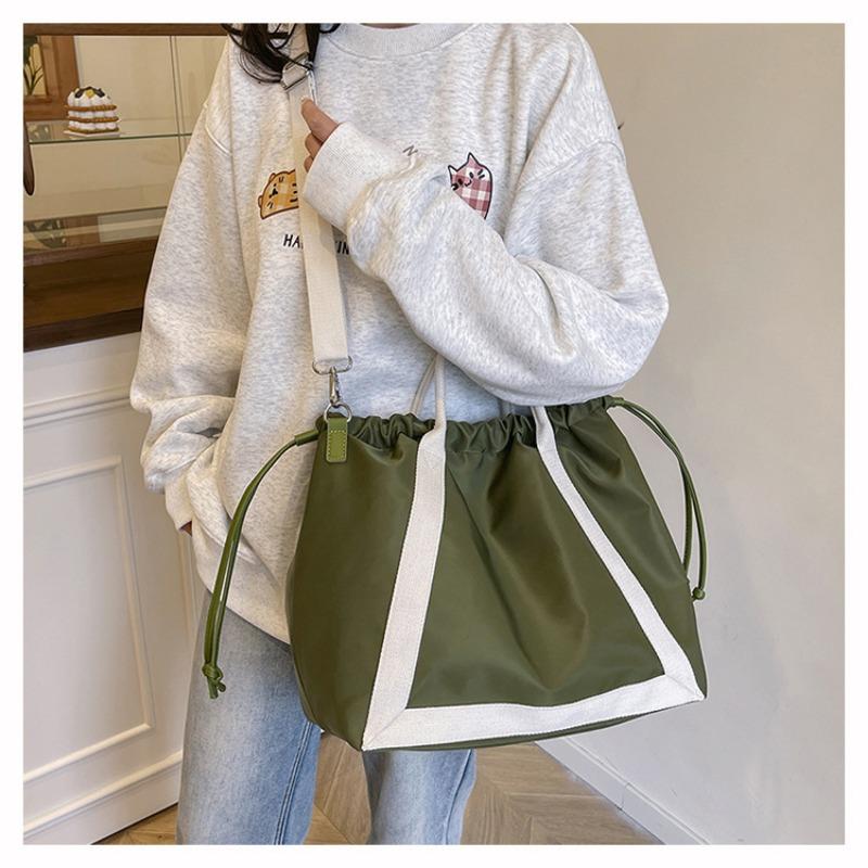 Nylon Cloth Bag Women's Large-capacity New Summer Casual Messenger Bag Portable Drawstring Pleated Tote Bag