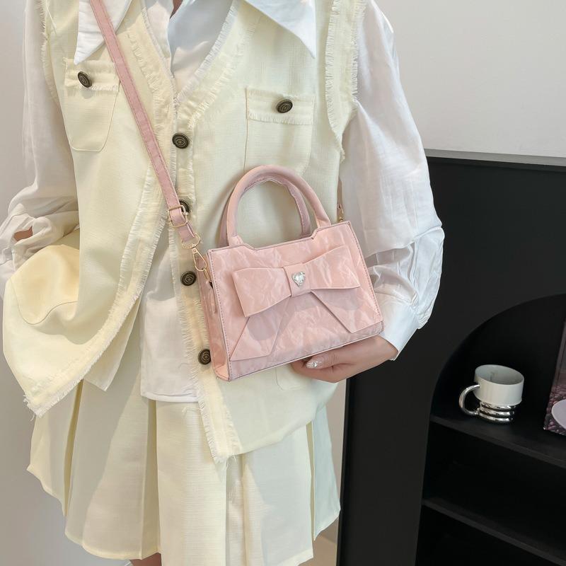 Premium sweet bow bag women's new niche handbag shoulder messenger bag small square bag