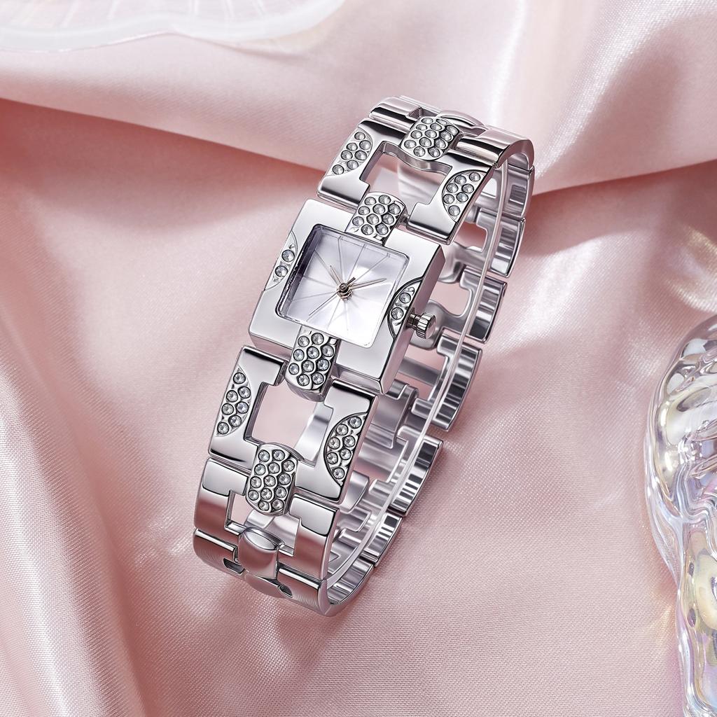 New Fashion Luxury Woman Crystal Watch Women Square Stainless Steel Quartz Wrist Watches Ladies Top Bracelet Watches Reloj Mujer