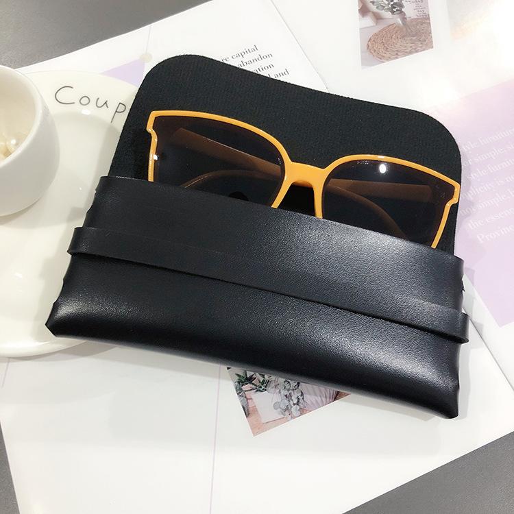 Fashion Sunglasses Case Travel Portable Leather Button Soft Bag Glasses Case White Sunglasses Storage Case