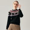 Zhaojun Women's Thick Retro Fair Isle Cashmere Round Neck Sweater