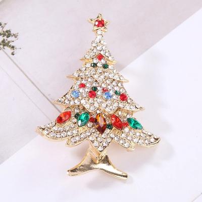 Weihnachts Bunte Strassstern Baum Broschen Klassisch Trendige Weihnachtsbaum Anstecker Für Damen Herren Neujahrsparty Feiertags Schmuck Geschenk