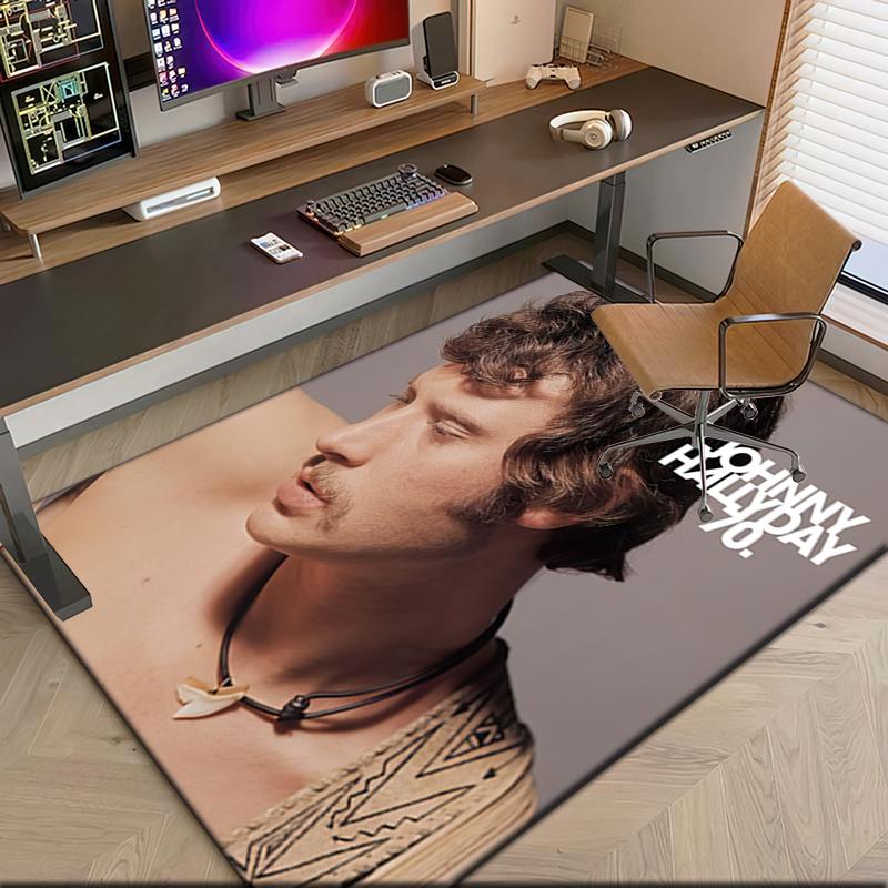 1pc French rock legend Johnny Hallyday Carpet Rug for Living Room Bedroom Home Sofa Decoration,Kids play Non-slip Floor Mat
