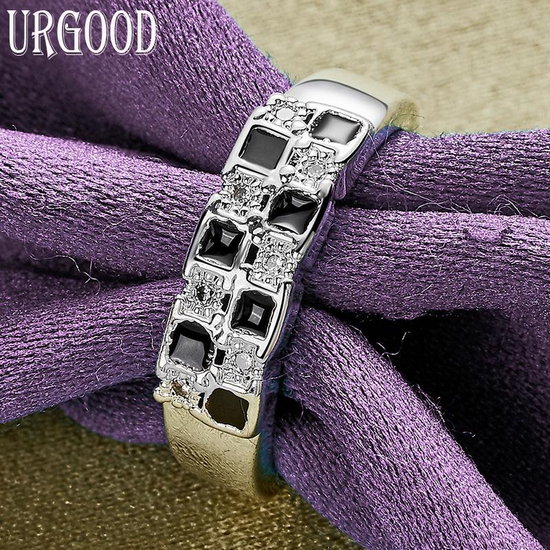 Bague en argent Sterling 925 à carreaux en Zircon AAA, cadeau de fête, bijoux à la mode