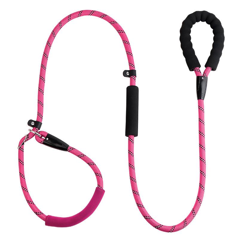 Dog integrated leash Multi-colored reflective round rope Dog chain Double handle Dog pull belt