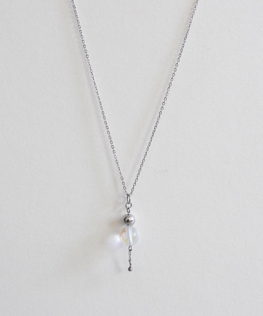 Merrymotive Clear Moonstone With Drop Chain Necklace