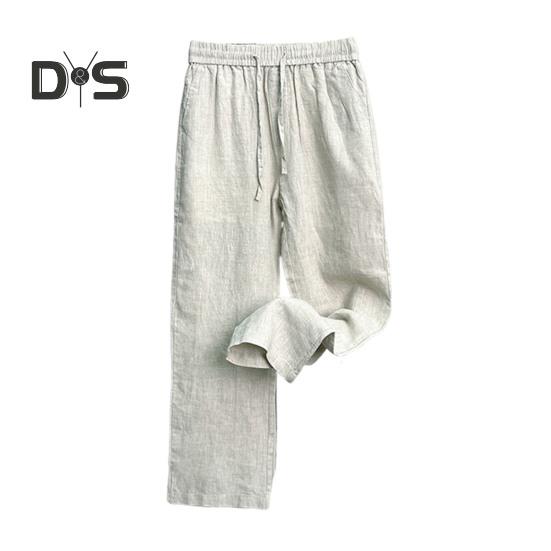 Pantaloni da Uomo in Lino Casual Vestibilità Ampia Pantaloni Dritti con Coulisse Gamba Larga Pantaloni da Golf Estivi da Vacanza Viaggio Lavoro Vita Quotidiana