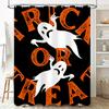 Spooky Halloween Ghosts Trick or Treat Shower Curtain Black Orange Decorative Waterproof Bath Rug Set for Kids Home Decoration