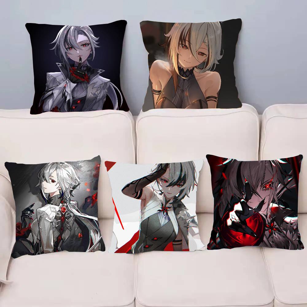 Arlecchino Anime G-Genshin Impact Pillow Case Fashion Square Pillowcase Bedroom Sofa Room Ins Decoration Leisure