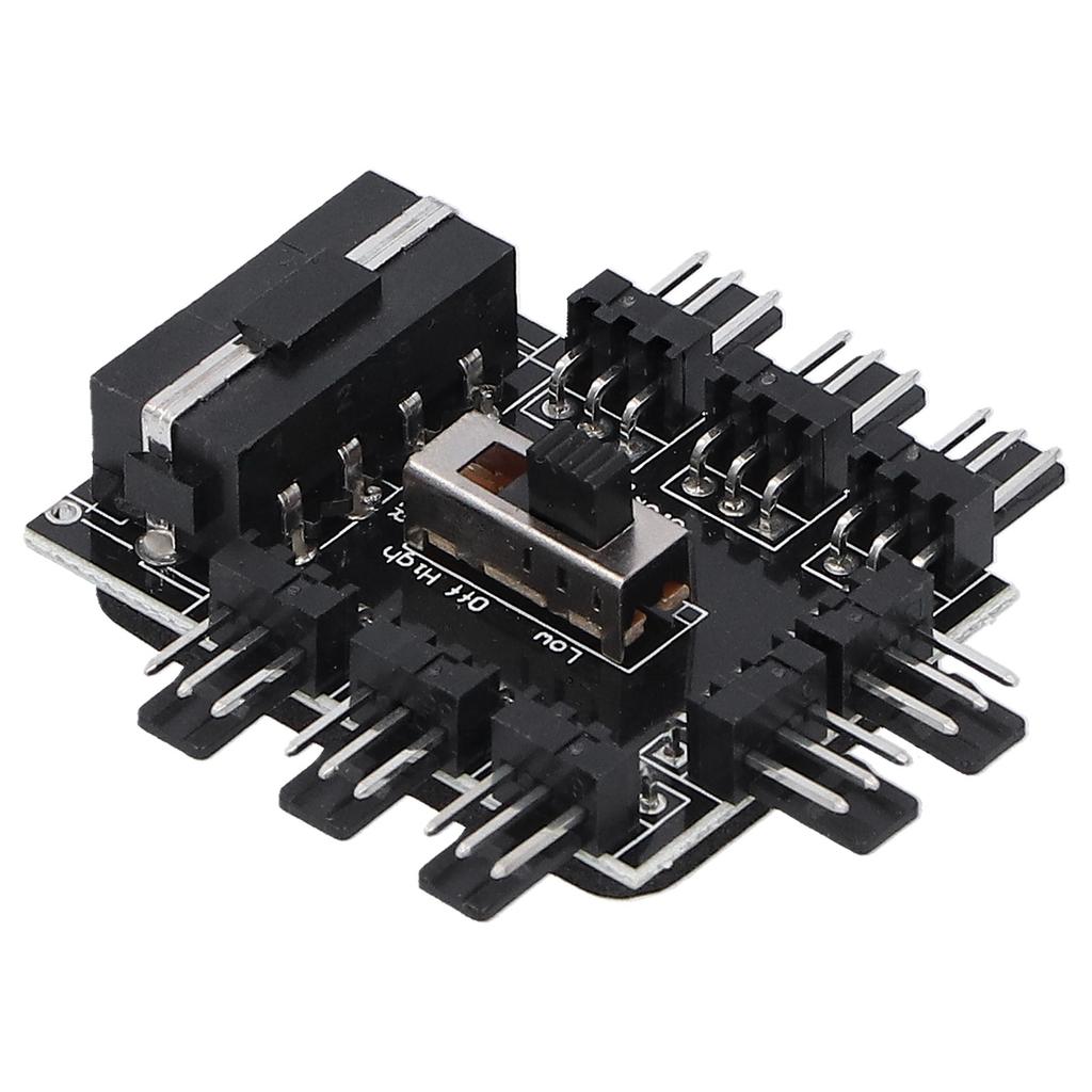 Computer Fan Hub Splitter 8‑Way Speed Controller 3 Pin Extension Cable Big 4 Pin Interface