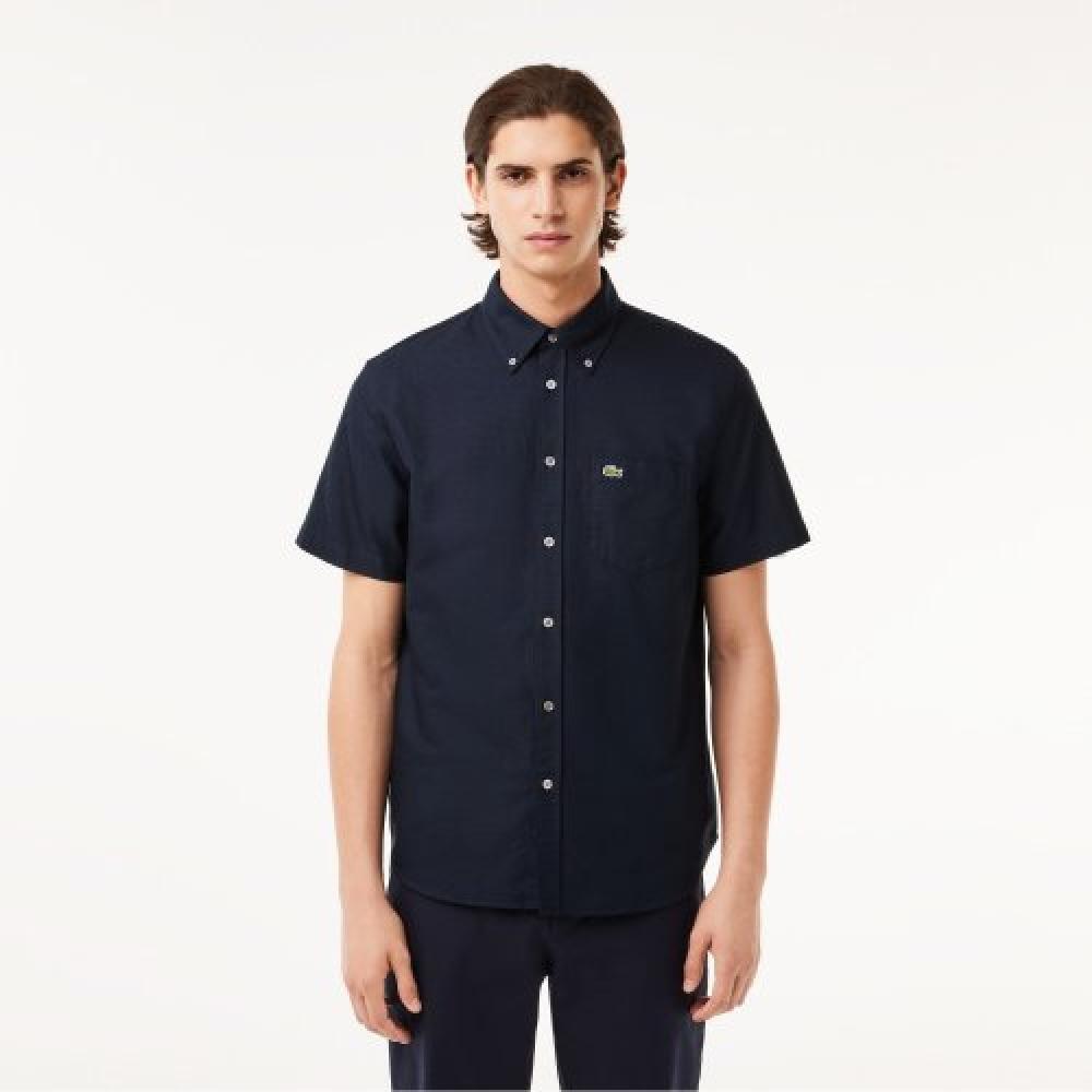 

LACOSTE Мужская оксфордская рубашка с коротким рукавом [Темно-синий]