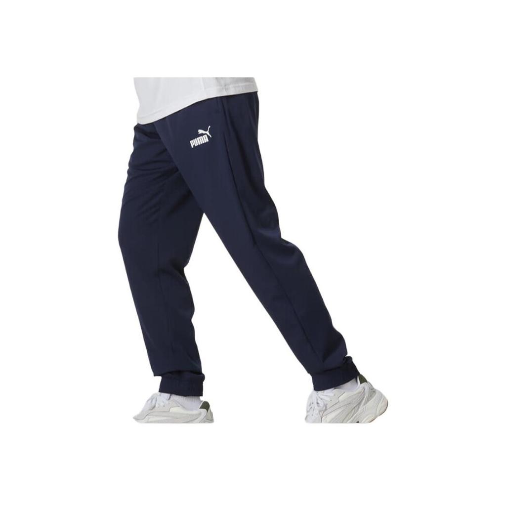 Puma Solid Color Casual Breathable Comfortable Mid Waist Knitted Sports Pants Men bottoms Navy-Blue 685639-06