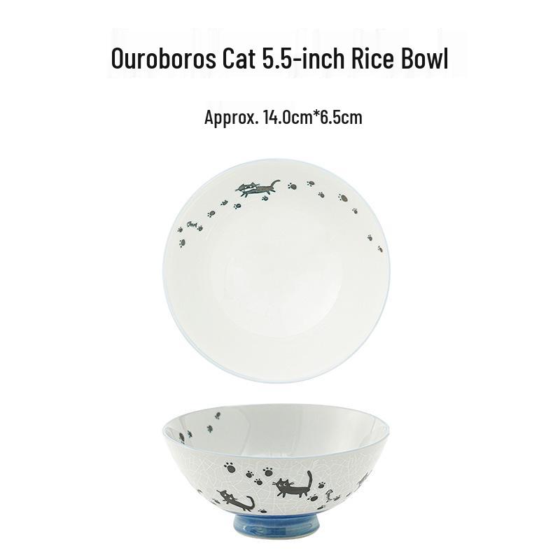 Japanese Mino Ware Night Sky Blue 5.5-Inch Bowl - Playful Underglaze Color Rice Bowl Tableware