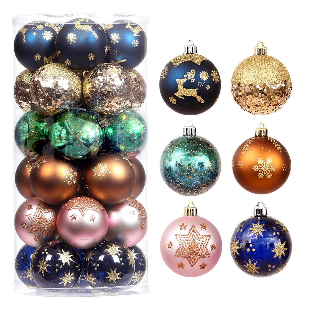 30pcs Christmas Balls Ornaments 2.4in Shatterproof Xmas Balls Decoration for Christmas Tree Painting Hanging Ball for