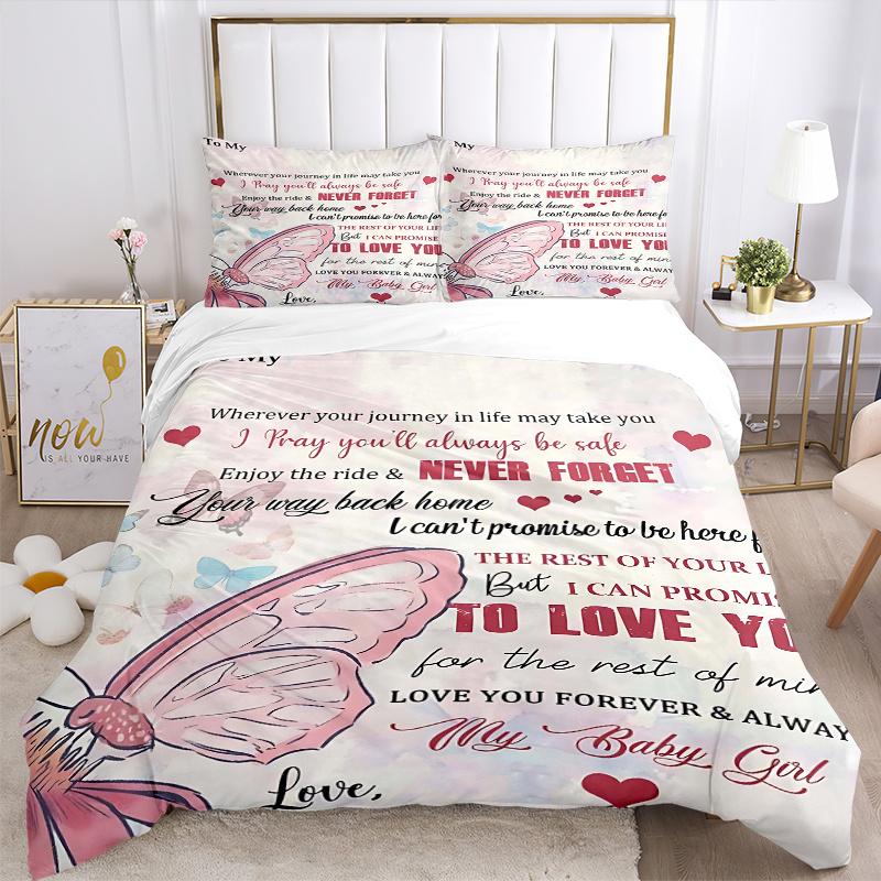 3pcs To My Granddaughter Bedding Set, Includes 1 Quilt Cover and 2 Pillowcases, Comfortable Bedding with Stylish Design for Bedroom