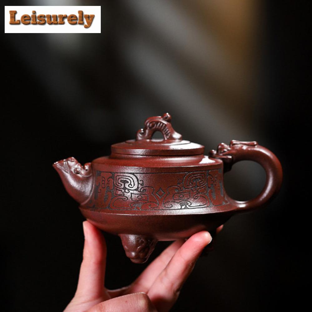 270ml Yixing Purple Clay Teapot Authentic Handmade Dragon Blood Sand Pot Beauty Tea Infuser Kettle Chinese Raw Ore Zisha Tea Set