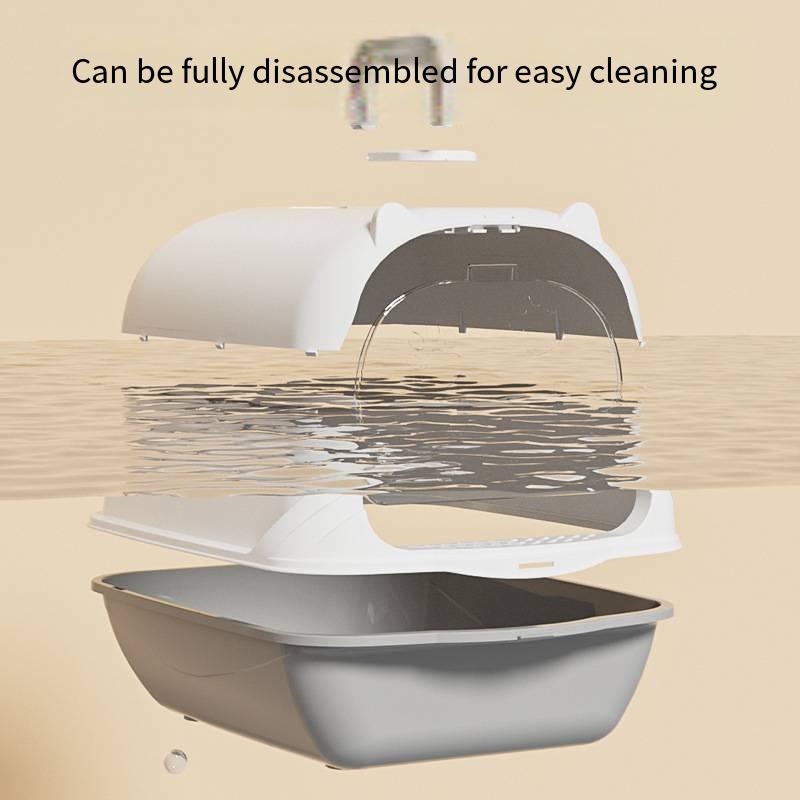 Portable Hand-held Cat Toilet with Door Odor Removal Closed-type Pet Litter Box with Large Non-slip Space Splash-proof Feature