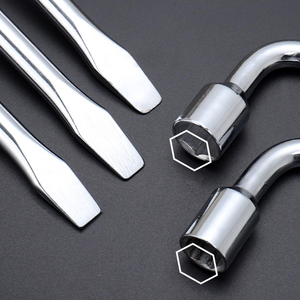 Compact And Comfortable Grip Car Wheel Wrench For Quick And Easy Tire Changes Efficient Metal Key Socket Spanner, Silver, 17mm