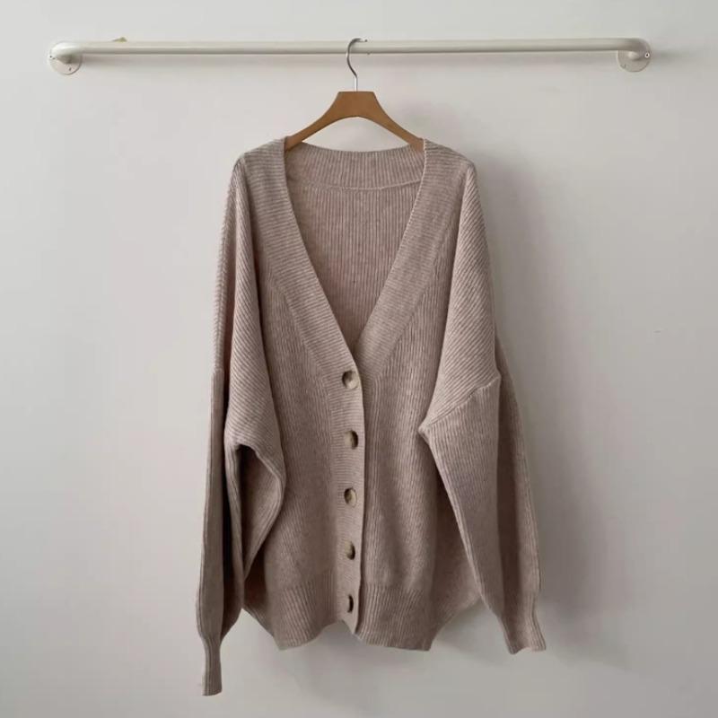 Autumn and Winter Cardigan Sweater Coat Women Knitted Jackets Female Long Sleeve V-neck Loose Casual Sweaters Cardigans