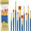 Children's Paintbrush Set: 10-Piece Long Handle Nylon Brushes for Oil, Acrylic, and Watercolor Painting.
