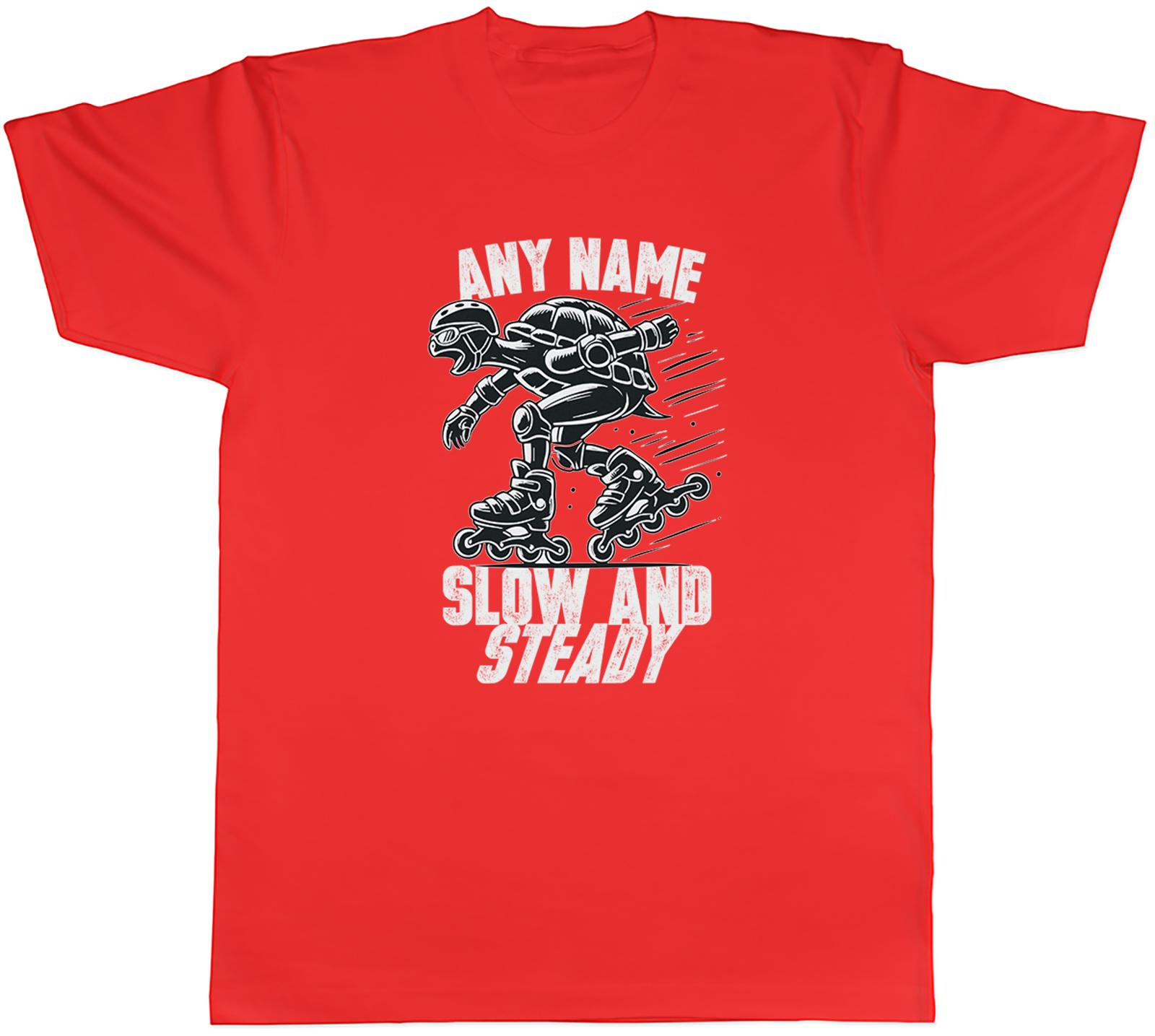 Personalised Slow and Steady Funny Turtle Skater Unisexs TShirt Tee Gift Top S