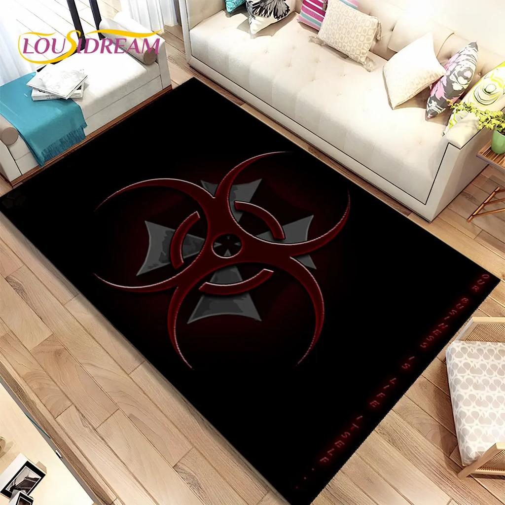 3D R-Resident Evil Games Gamer Area Rug,Carpet Rug for Living Room Bedroom Sofa Doormat Decoration, Kids Play Non-slip Floor Mat