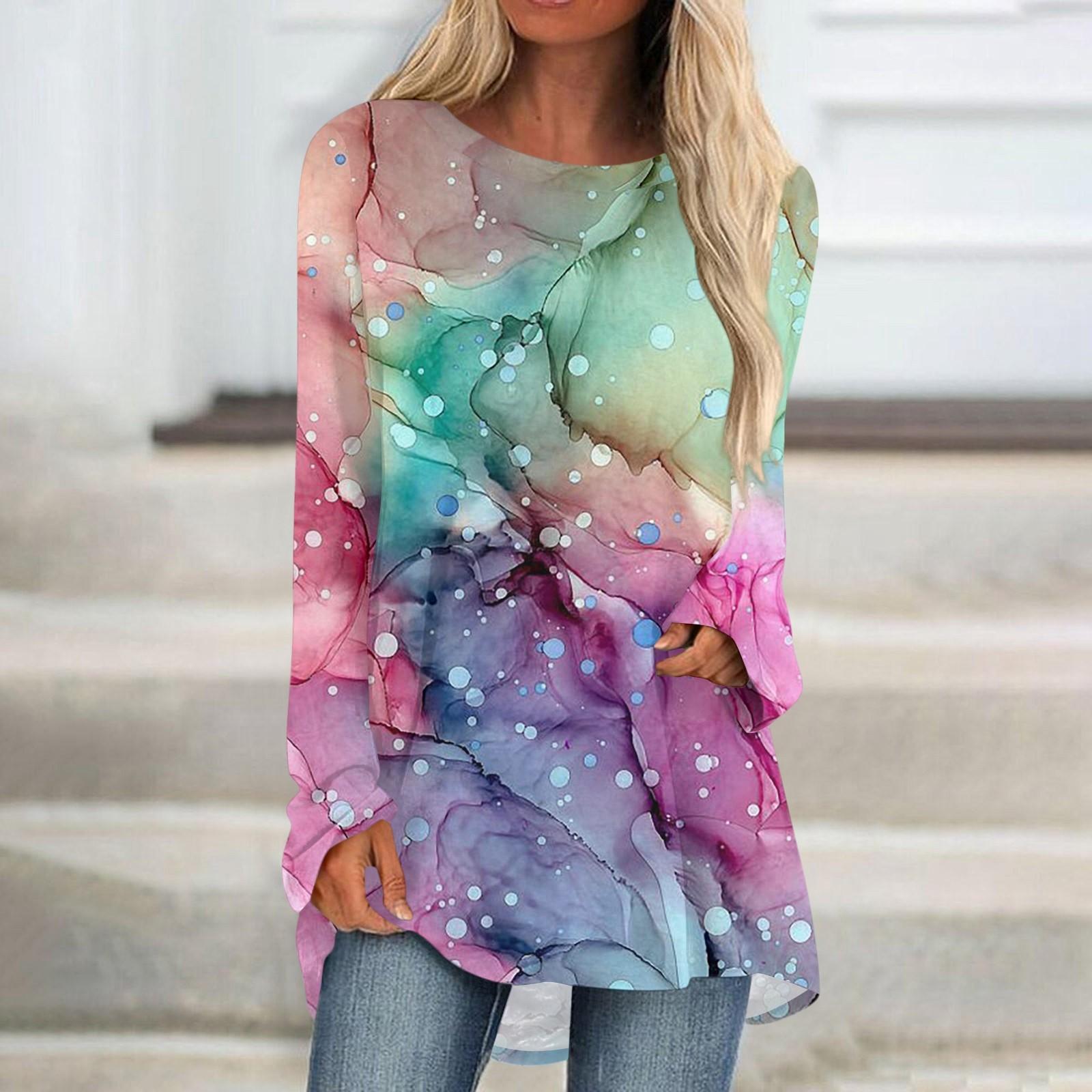 

Женская осенне-зимняя повседневная длинная свободная футболка с v-образным вырезом и длинными рукавами S