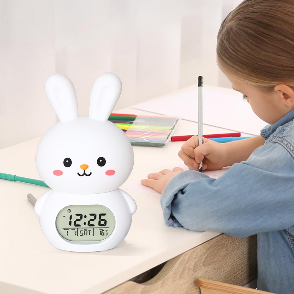Rechargeable Jade Rabbit Music Alarm Clock and Night Light for Kids