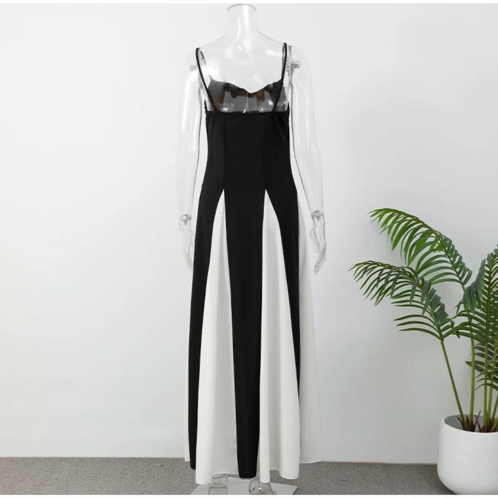 Mode Damen V-Ausschnitt Sling Langes Kleid für Frauen Elegante Plissee Rückenfreie Ärmellose Kleider Lady Abend