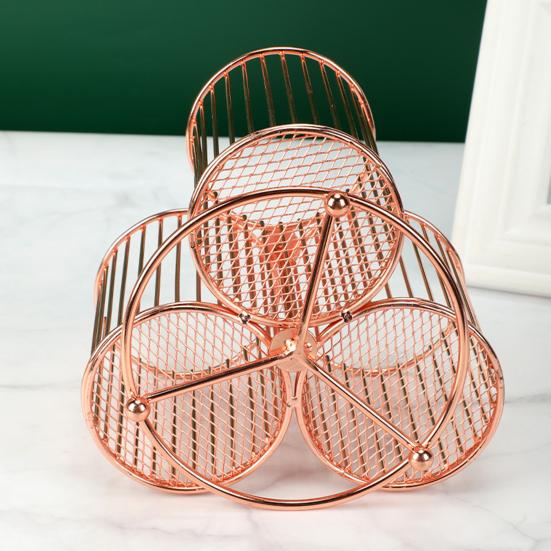 Rotating Pen Holder Creative Swivel Pen Rack Large Capacity Metal Mesh Pen Organizer for Office School Classroom