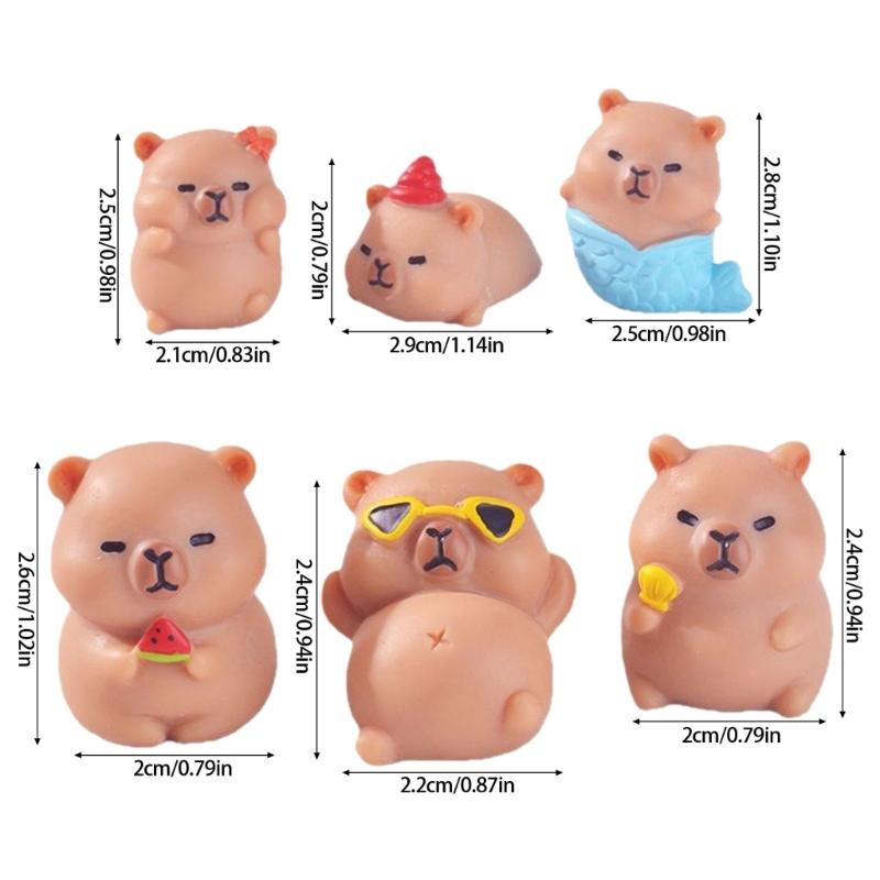 Mini Capybara Figurines Decors Waterproof Toy Playsets Miniature Doll Garden Figurines Cake Toppers Parties Favor
