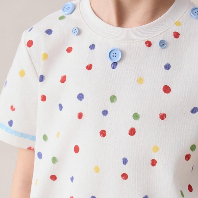 LUSON Girls' Polka Dot Short Sleeve T-Shirt