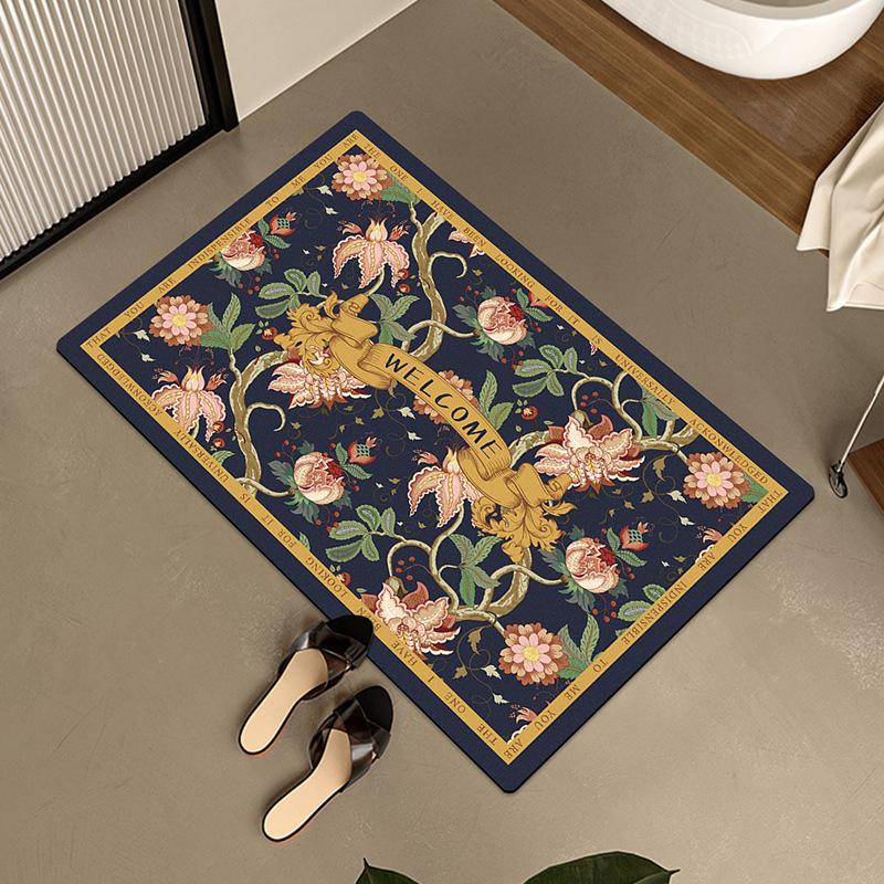 American Retro Semicircular Bathroom Floor Mat Water Absorption and Quick-drying Toilet Bathroom Door Foot Mat Diatom Mud Anti-slip Door Mat