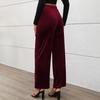 Women's Fashion Casual Solid Color Print High Waist Trousers Pants & Capris