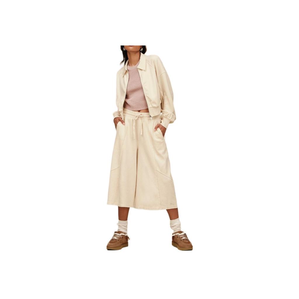 UGG Solid Color Zipper Collar Pocket Long Sleeve Jacket Women jackets 1171485-CRM