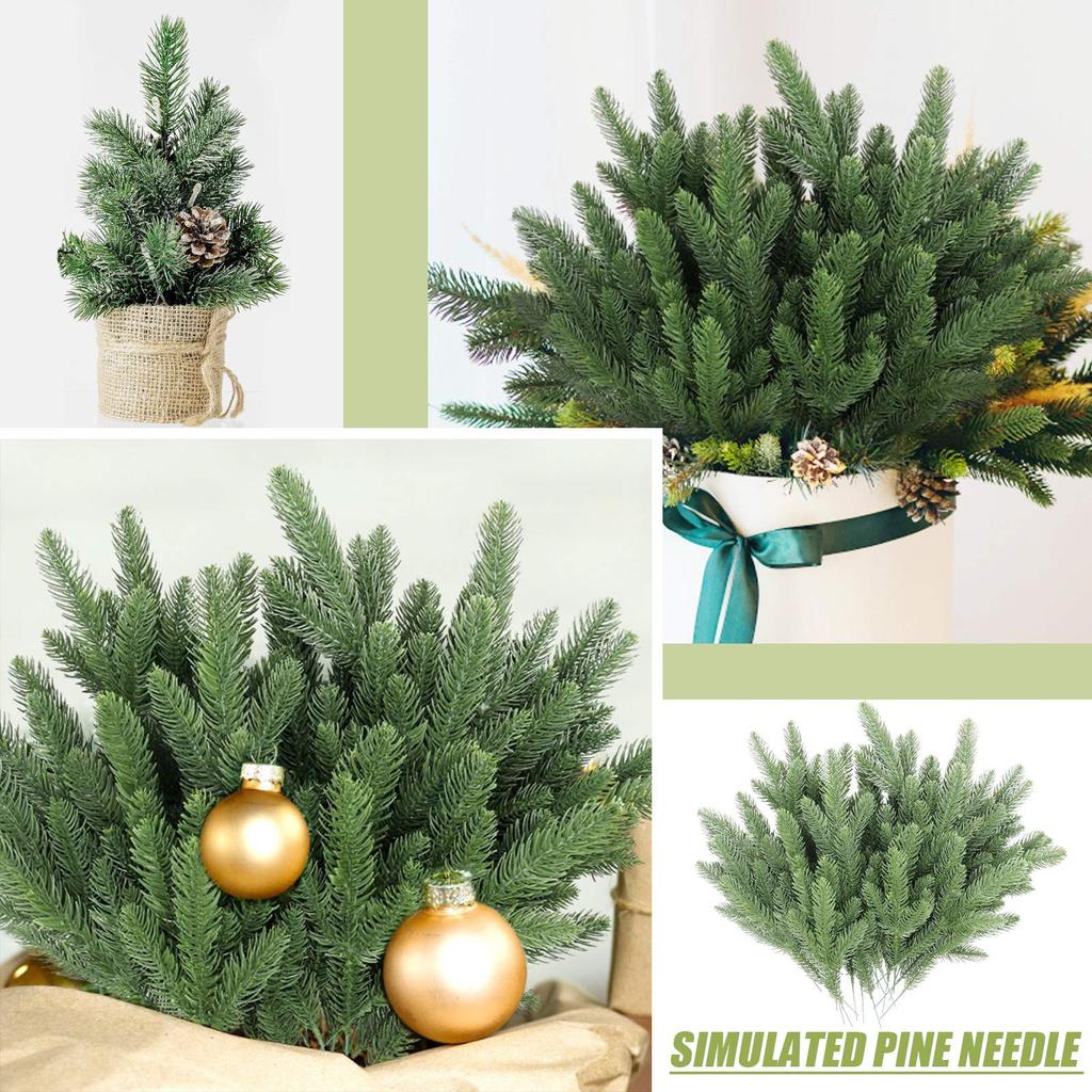 Artificial Needle Branch Greening Plant Tree Christmas Floral Arrangement Fake Christmas Greening Christmas Winter Wreath Garland Home Wedding Indoor