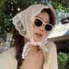 2pcs Korean Ins Lace Hair Scarf for Women Retro Triangle Hair Band Strap Hair Bag Headscarf Hat French Pastoral Travel Headband