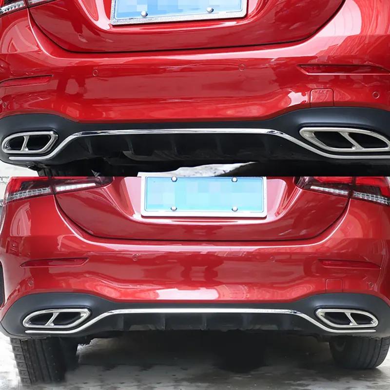 2 Stück Edelstahl Auspuffrohr Abdeckung Zierleiste für Mercedes Benz A B C E GLC GLE Klasse W176 W246 W205 W213 AMG Auto Styling