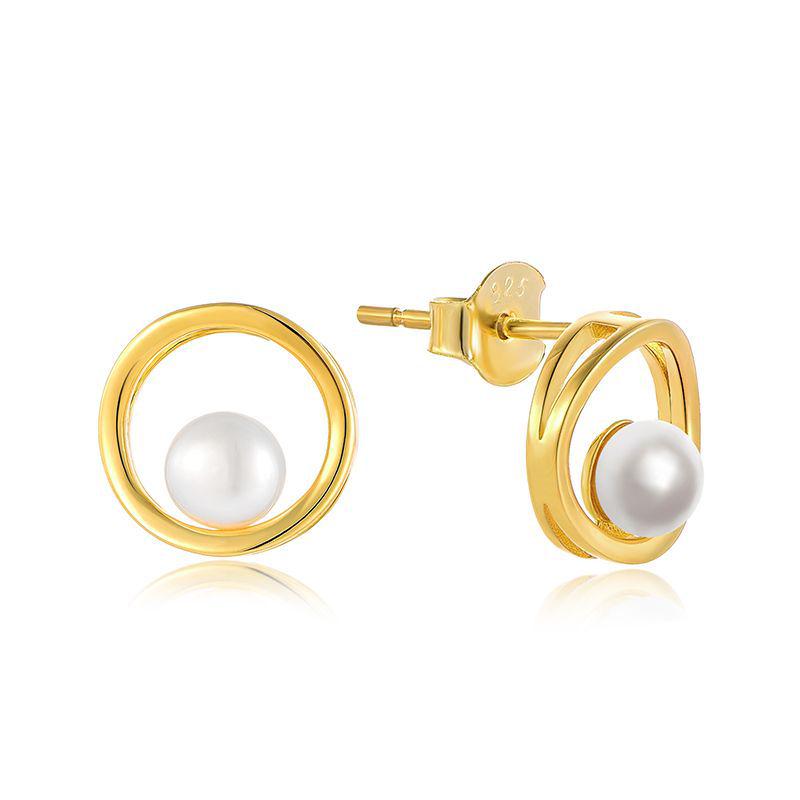 S925 Sterling Silver Jewelry Set: Natural Freshwater Pearl Necklace & Earrings S925 Silver